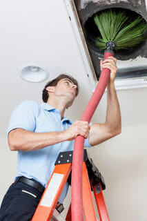 Cleaning air duct through ceiling access Cleaning air duct through ceiling access